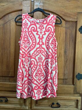 Bellamie Coral and Cream Decorative Print Tank